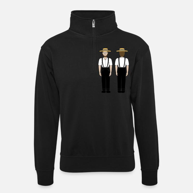 Samuel the Amish man - Unisex sweater with zip collar - black