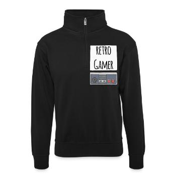Gamer Retro - Unisex Pullover mit Zip-Kragen - Schwarz - Vorne
