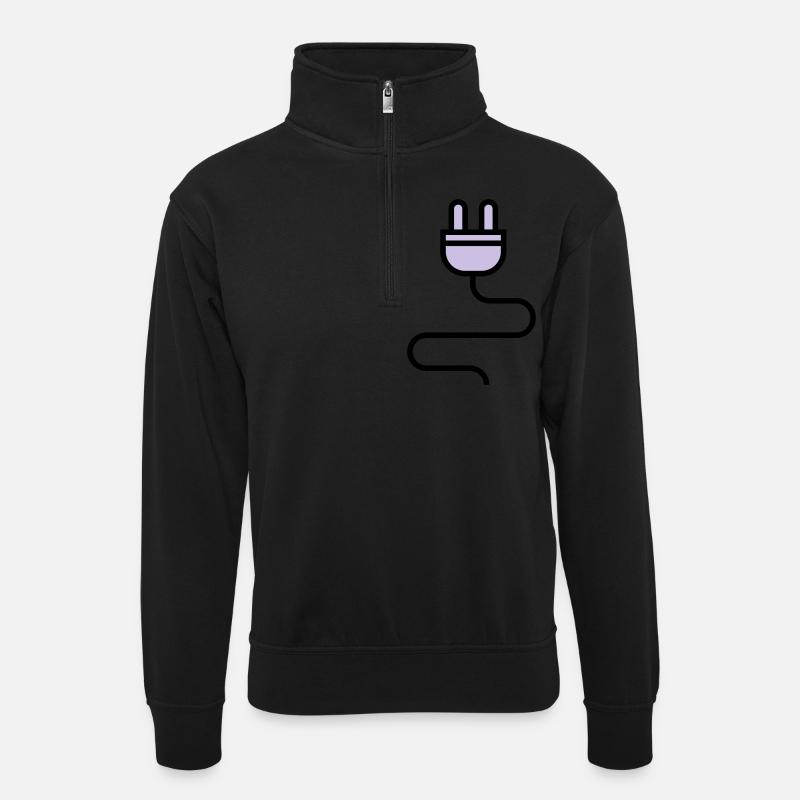 Power cable, plug - Unisex sweater with zip collar - black