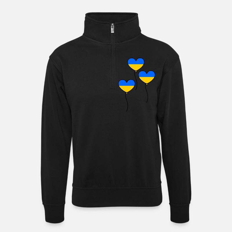 Ukraine - Unisex Pullover mit Zip-Kragen - Schwarz