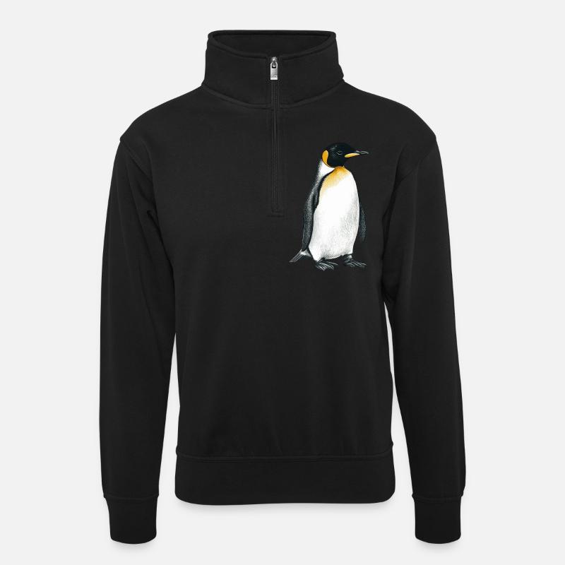 süßer Pinguin - Unisex Pullover mit Zip-Kragen - Schwarz