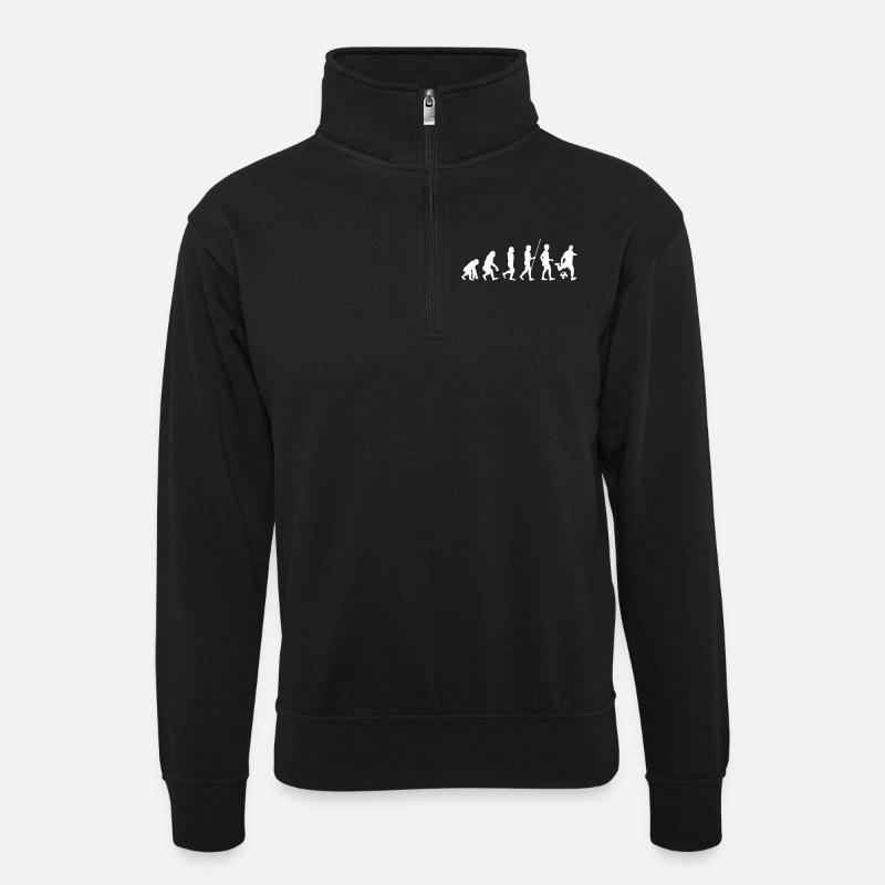 Evolution du football - Sweat col montant zippé unisexe - noir