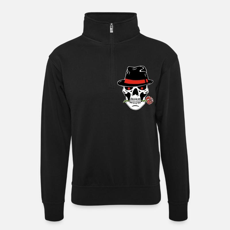 Gangsterschädel - Unisex Pullover mit Zip-Kragen - Schwarz