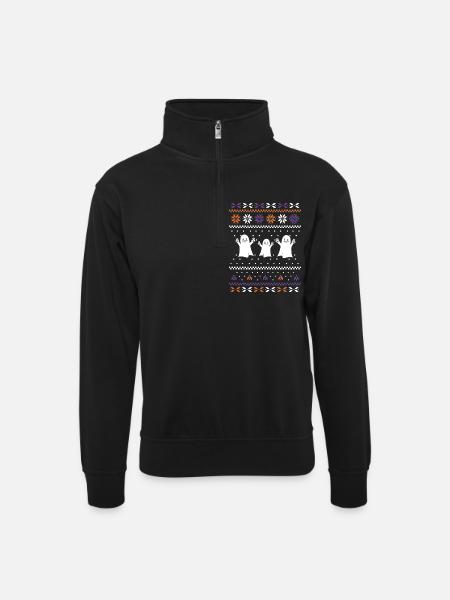 Three Sweet Ghosts - Unisex sweater with zip collar - black