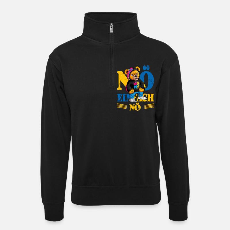 Grummelige Bär - Unisex Pullover mit Zip-Kragen - Schwarz
