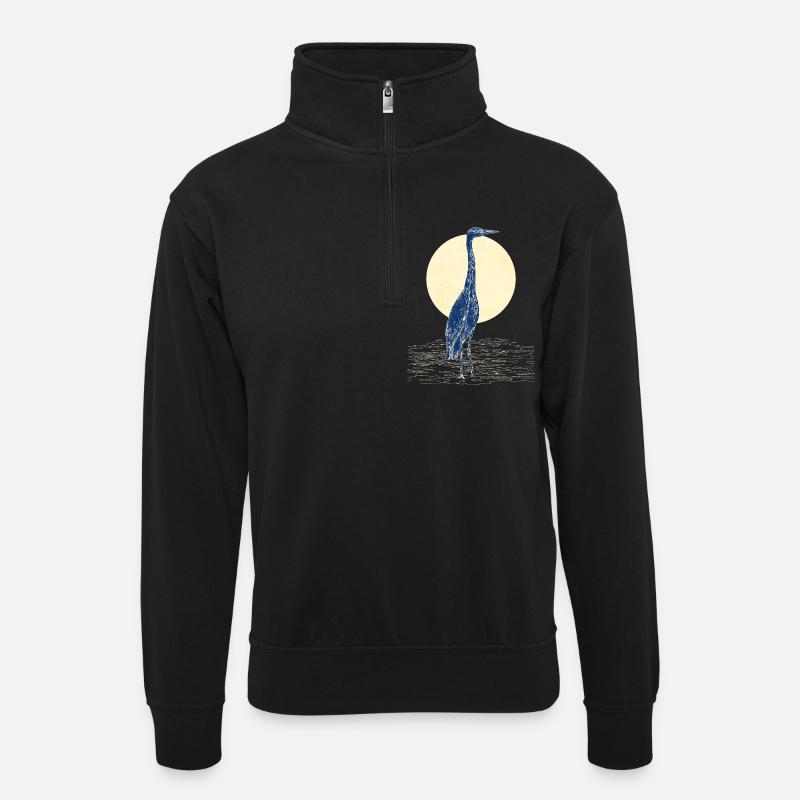 GREY HERON - Unisex sweater with zip collar - black