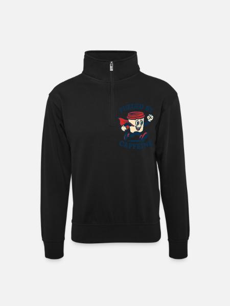 Fueled by Caffeine Hero - Unisex sweater with zip collar - black