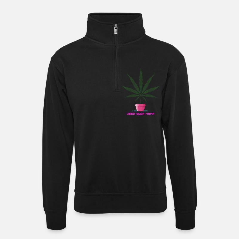 Weed Suga Mama - Unisex Pullover mit Zip-Kragen - Schwarz