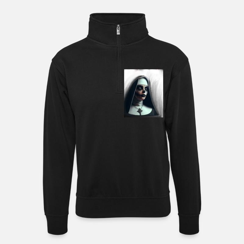 Nonne démoniaque dans le brouillard - Sweat col montant zippé unisexe - noir