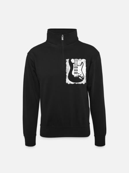 Graffiti Guitar Silhouette - Unisex sweater with zip collar - black