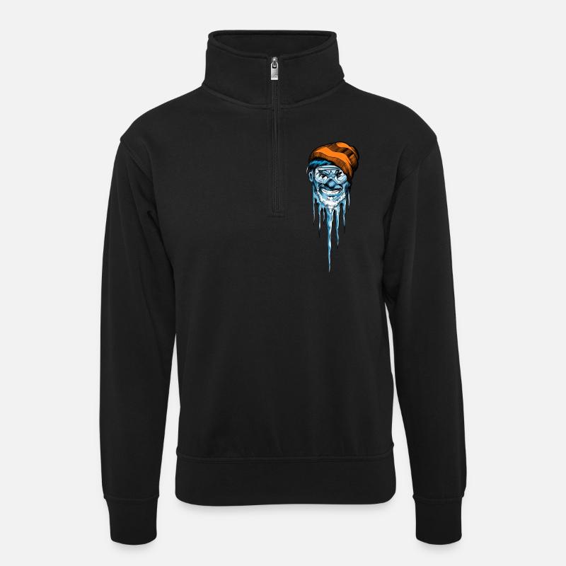 snowboarders - Unisex sweater with zip collar - black