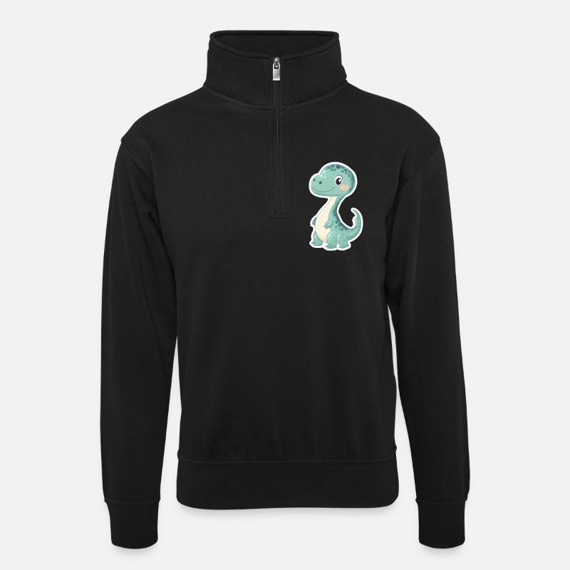 Dinosaurier - Unisex Pullover mit Zip-Kragen - Schwarz