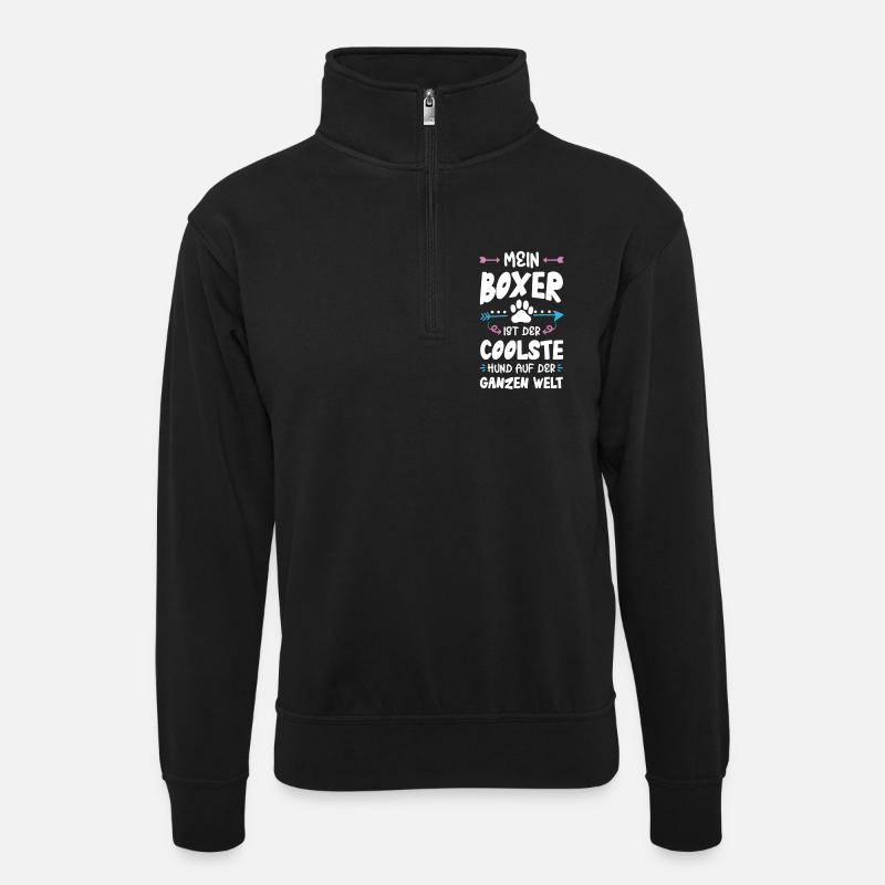 boxer hund spruch - Unisex Pullover mit Zip-Kragen - Schwarz