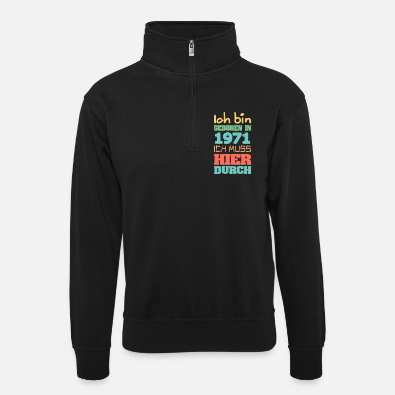 Jahr 1971 - Unisex Pullover mit Zip-Kragen - Schwarz