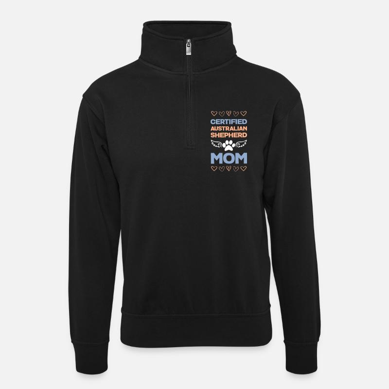 Zertifizierte Australian Shepherd Mama - Unisex Pullover mit Zip-Kragen - Schwarz