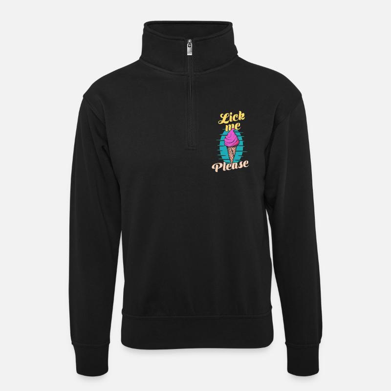 Slik mig venligst Eis Cream Sjov retro kunst - Unisex-sweatshirt med zipkrave - sort