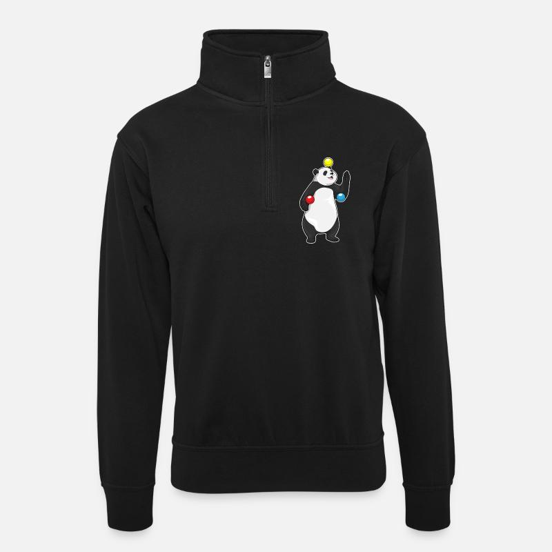 Panda Juggler Jonglerie - Sweat col montant zippé unisexe - noir