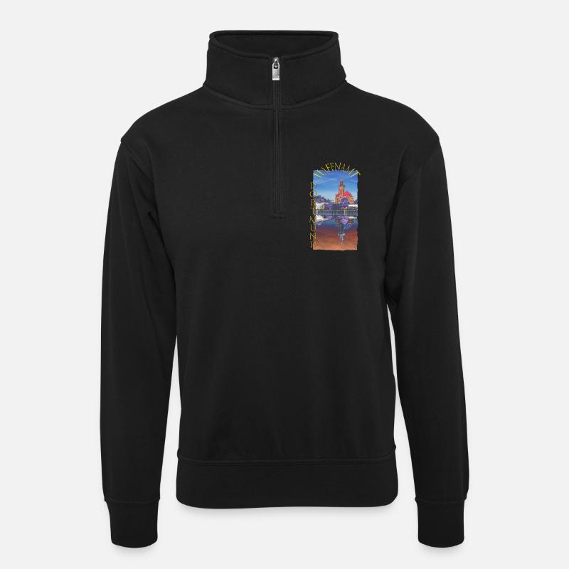Historisches Dortmunder Hafenamt - Unisex Pullover mit Zip-Kragen - Schwarz