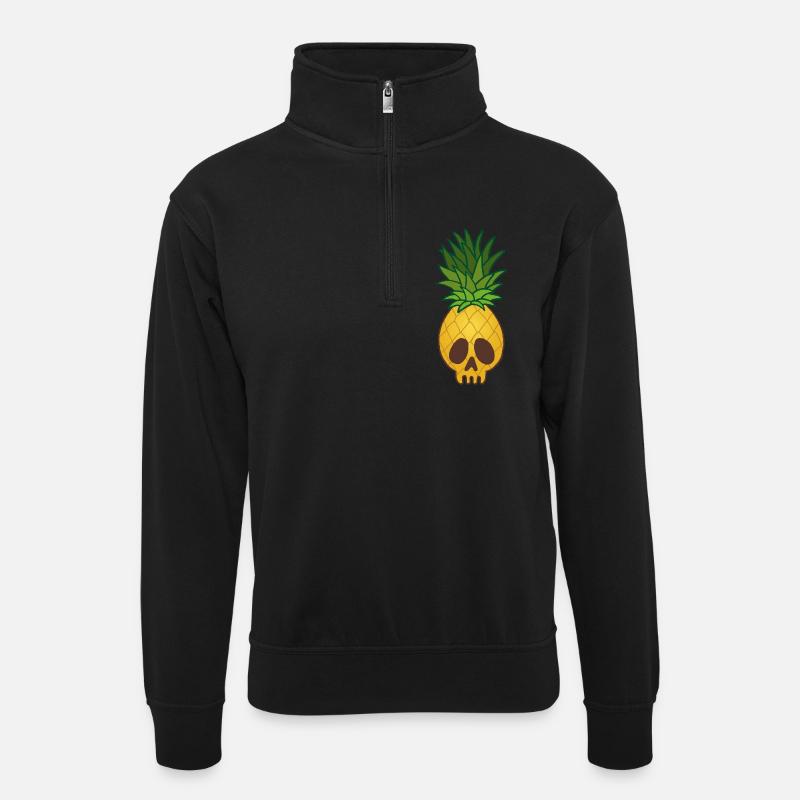 Ananasschädel - Unisex Pullover mit Zip-Kragen - Schwarz