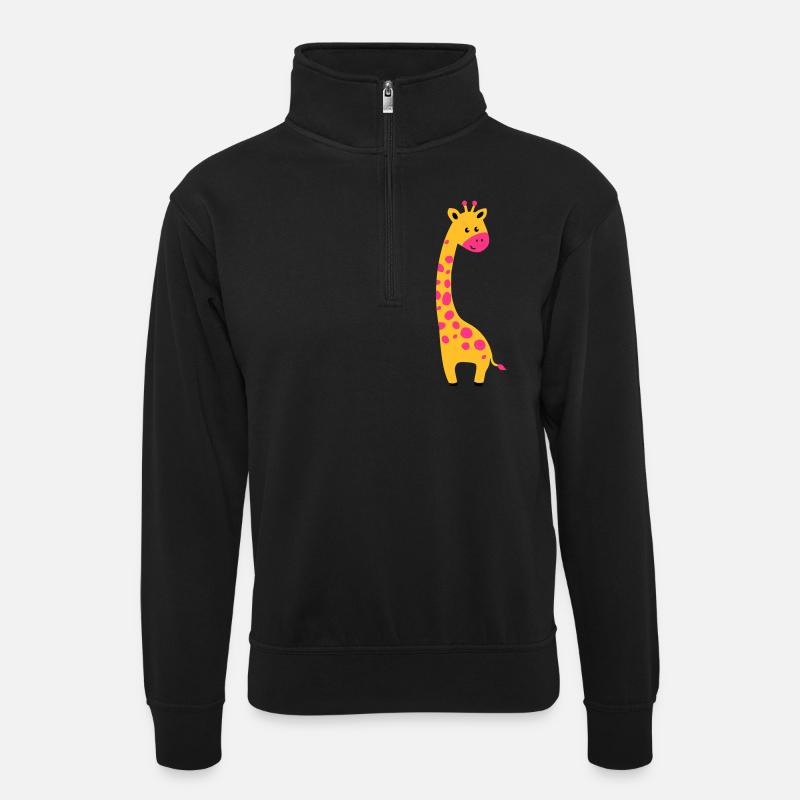 cute giraffe - Unisex Pullover mit Zip-Kragen - Schwarz