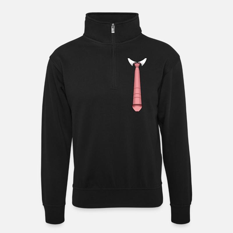 cravate - tie - Sweat col montant zippé unisexe - noir