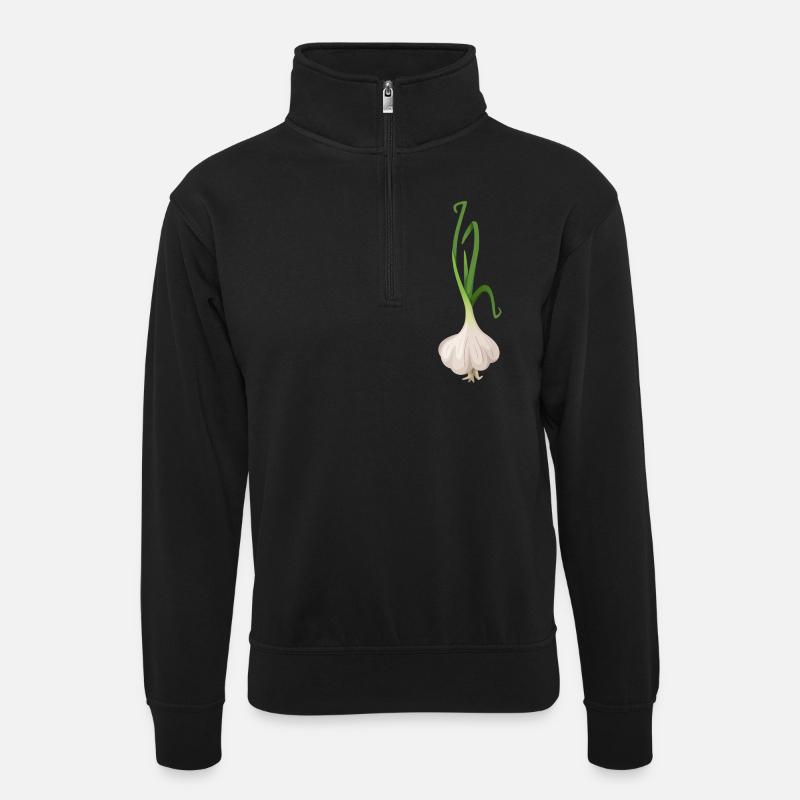 Garlic plant - Unisex sweater with zip collar - black