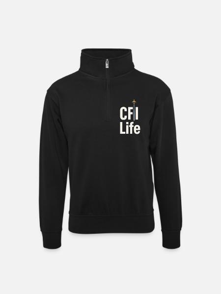 Fluglehrer Cfi Pilot Luftfahrtlehrer - Unisex Pullover mit Zip-Kragen - Schwarz