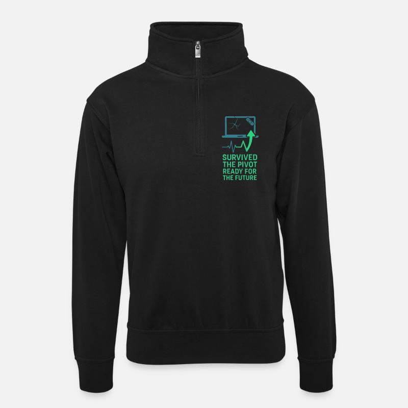 Startup-gründer Survivor Burnout Recover - Unisex Pullover mit Zip-Kragen - Schwarz