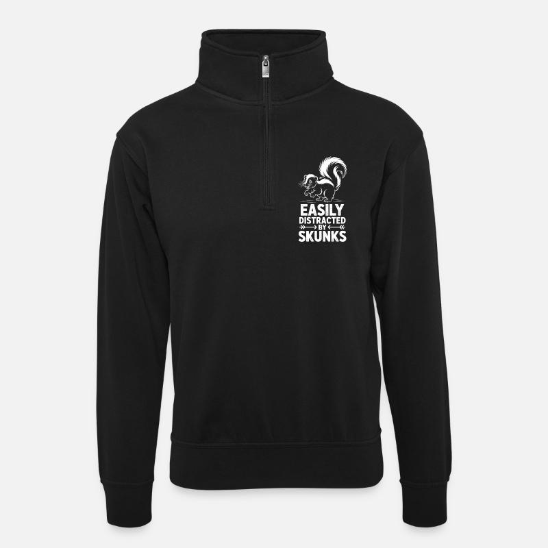 Skunk Sayings Funny Skunk Gift - Unisex sweater with zip collar - black