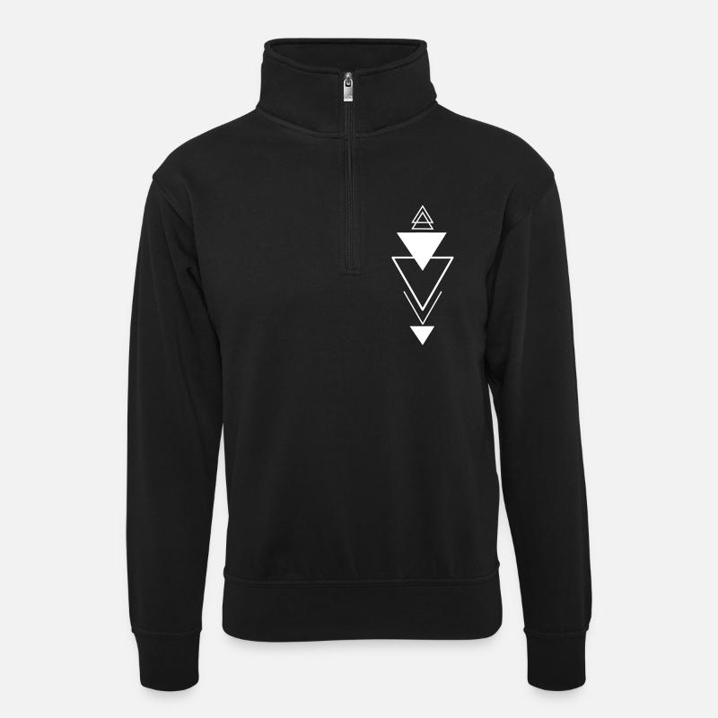 Symbole triangulaire (blanc) - Sweat col montant zippé unisexe - noir