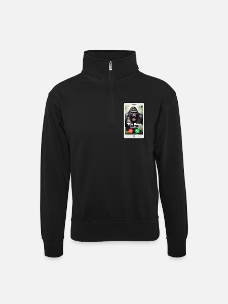 Dein Chef ruft dich an! - Unisex Pullover mit Zip-Kragen - Schwarz