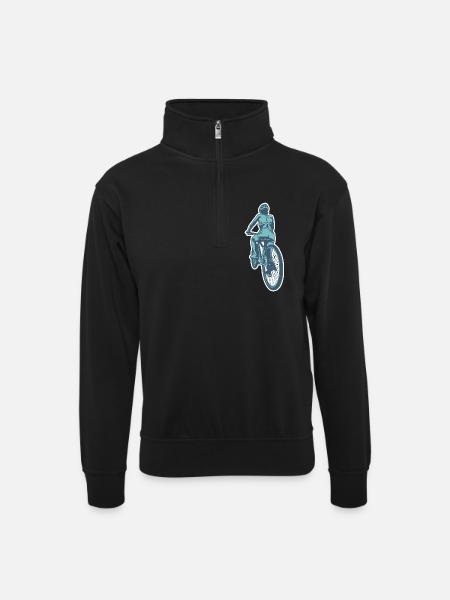 Radfahrerin - Unisex Pullover mit Zip-Kragen - Schwarz