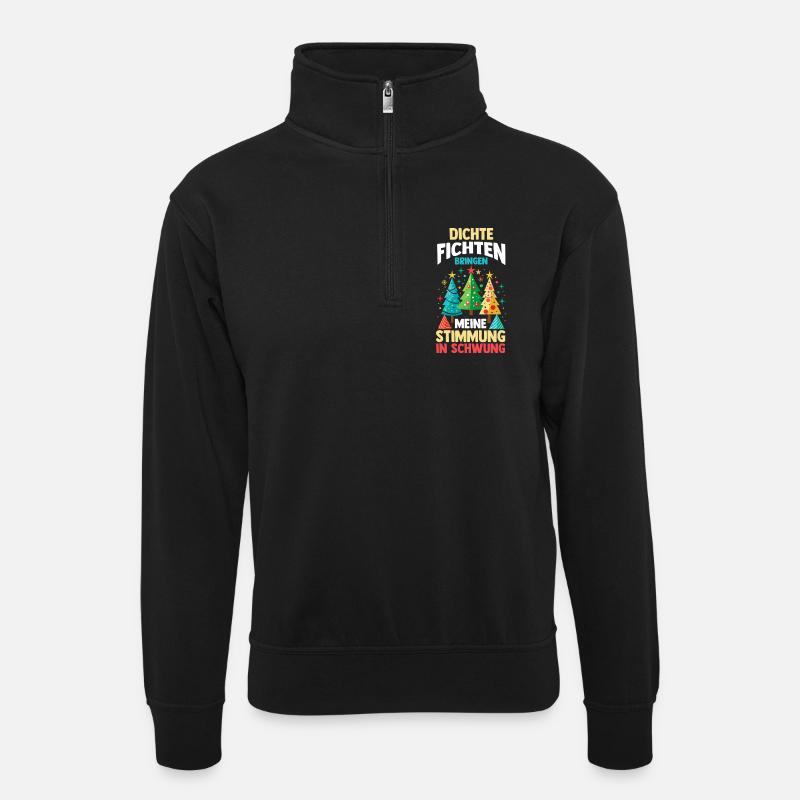 Weihnachtsmann Fichten Weihnachtsbaum Weihnachten - Unisex Pullover mit Zip-Kragen - Schwarz