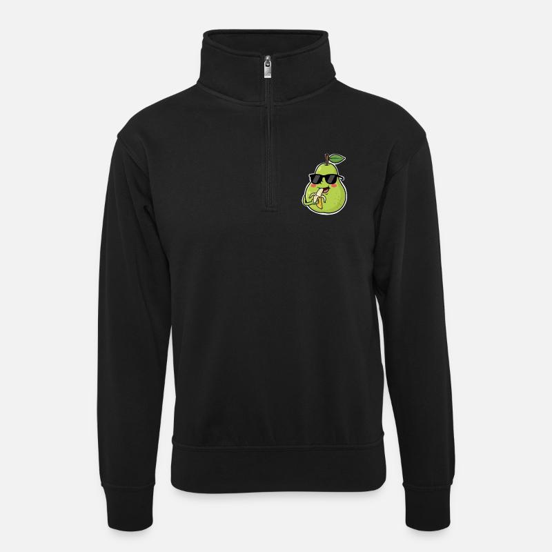 Lustige Birne - Unisex Pullover mit Zip-Kragen - Schwarz