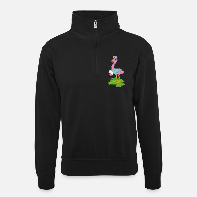 Flamingo Nurse - Unisex sweater with zip collar - black