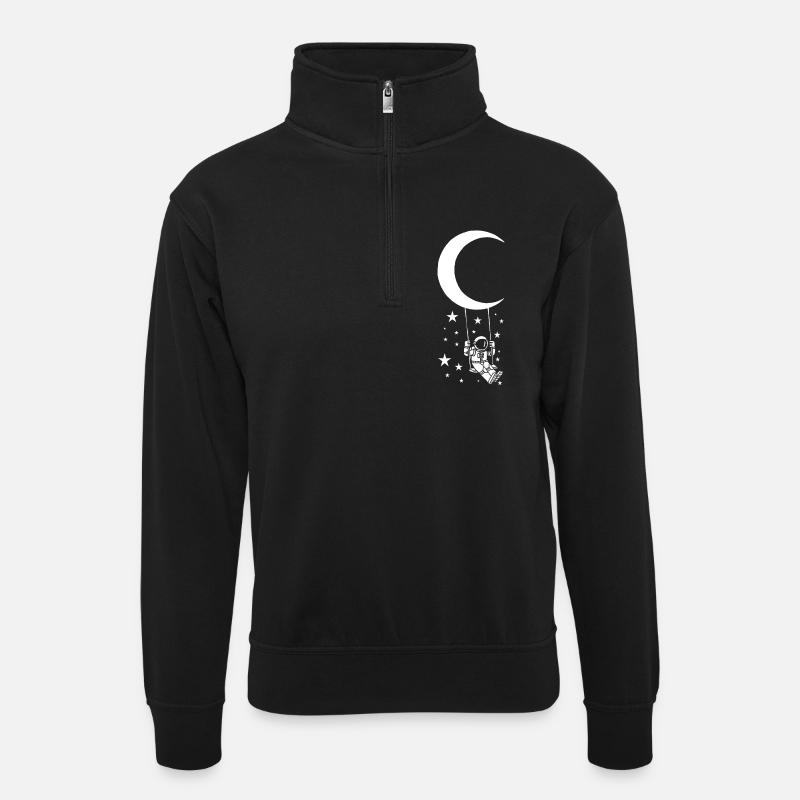 Swing on the Moon - Unisex sweater with zip collar - black