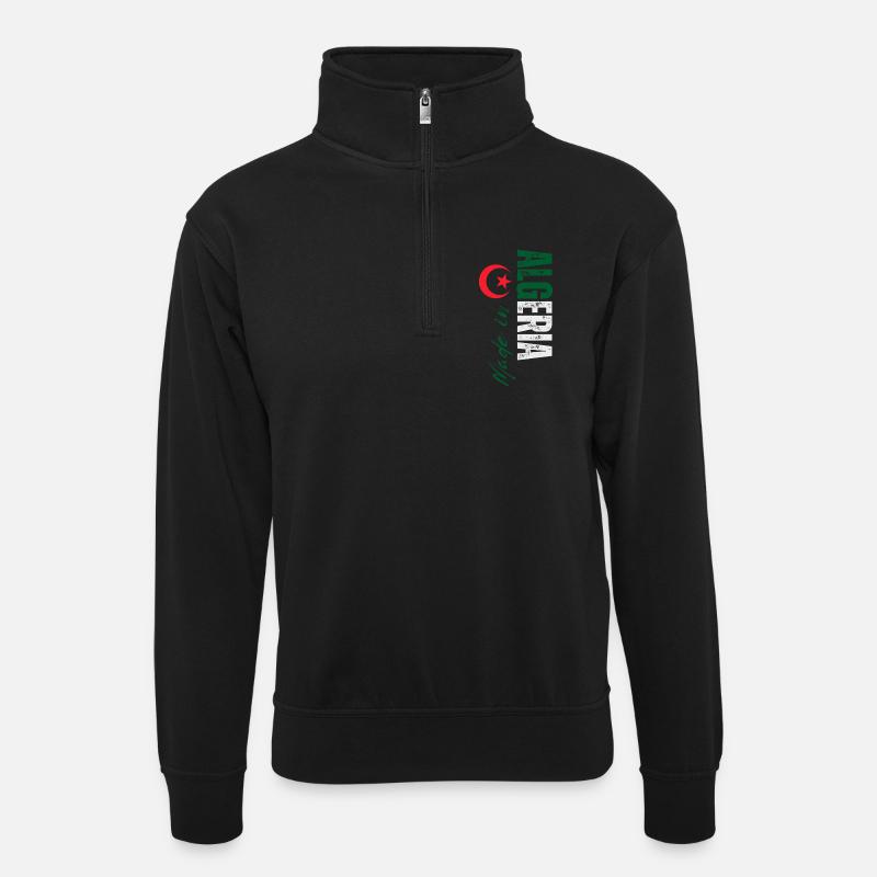 Fabriqué en Algérie, conception verticale - Sweat col montant zippé unisexe - noir