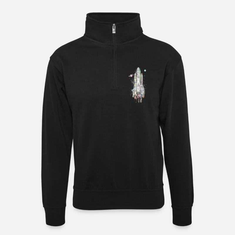 Imaginative Space Shuttle - Artfully Designed - Unisex sweater with zip collar - black