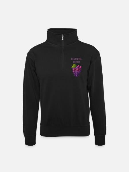 Herzaugen Trauben energie - Unisex Pullover mit Zip-Kragen - Schwarz
