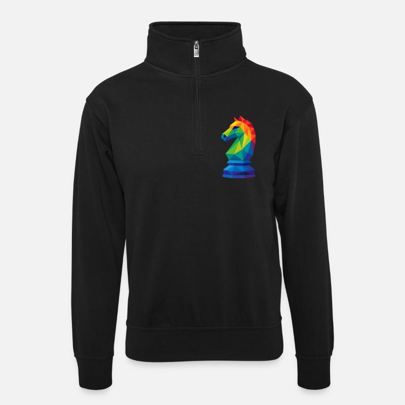 Cavalier Low-Poly : La Maîtrise Tactique - Sweat col montant zippé unisexe - noir