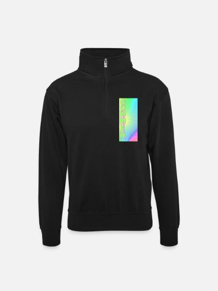 Sommer Sonnenstrahlen Neon - Unisex Pullover mit Zip-Kragen - Schwarz