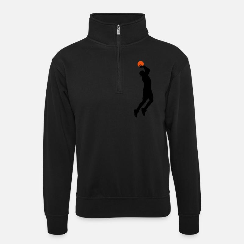 basketballer_2c - Unisex Pullover mit Zip-Kragen - Schwarz