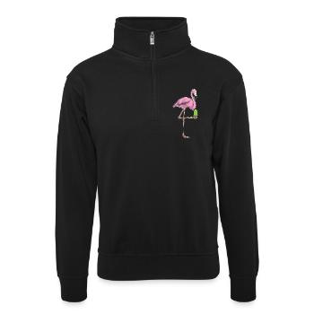 Flamingo Popsicles - Unisex sweater with zip collar - black - Front