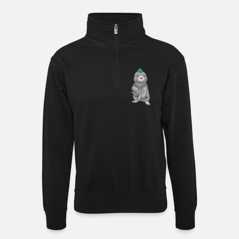 Maulwurf Bogenschütze Bogen - Unisex Pullover mit Zip-Kragen - Schwarz