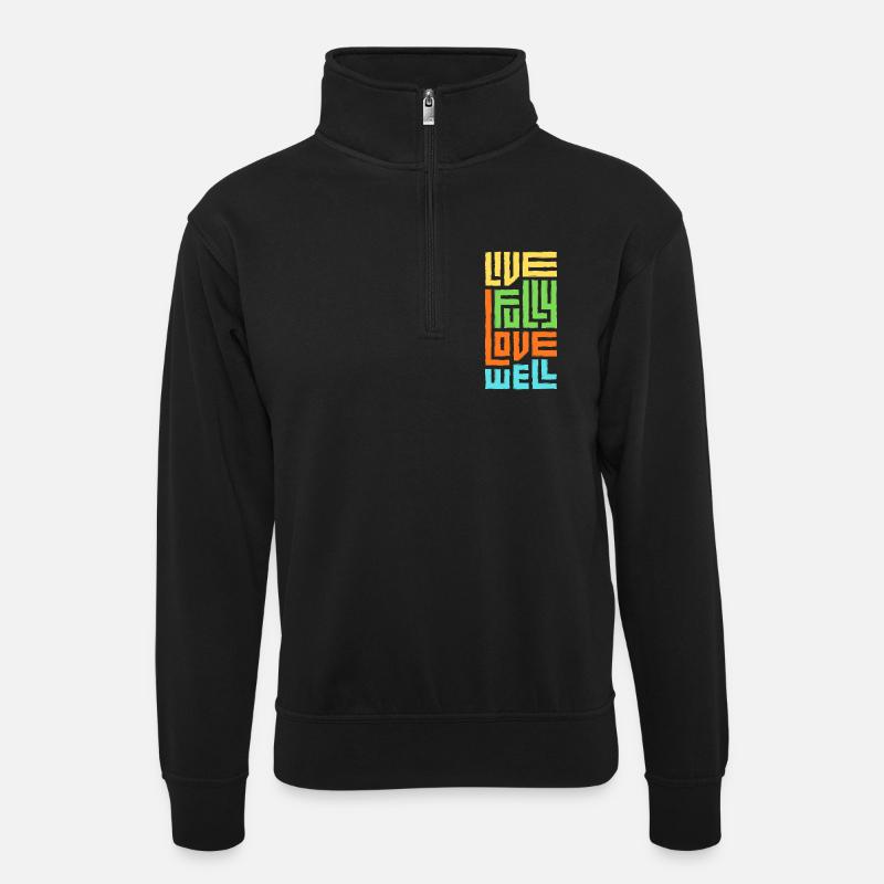 Vis pleinement Aime Bien. - Sweat col montant zippé unisexe - noir
