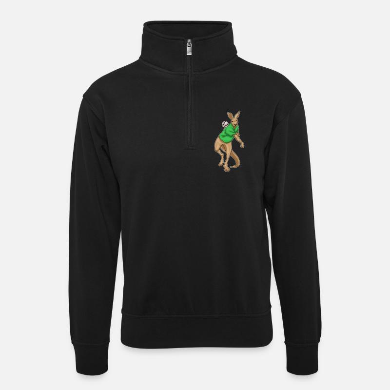 Kangaroo Baseball - Unisex sweater with zip collar - black