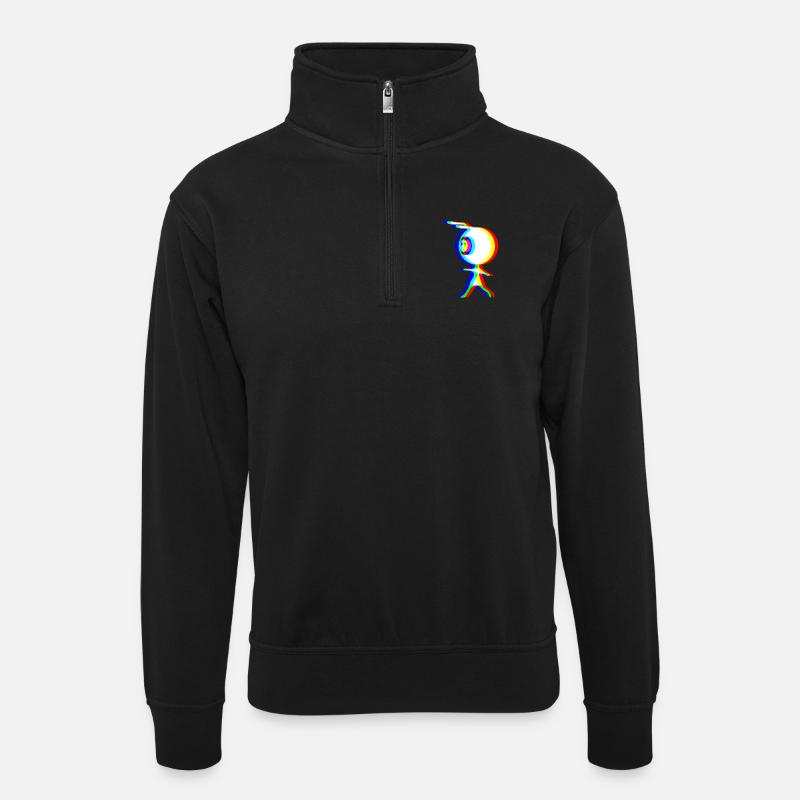 EDM - Alien - Glitch Rave Style - Unisex sweater with zip collar - black