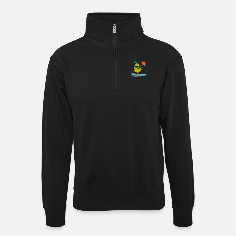 Sportliche Birne - Unisex Pullover mit Zip-Kragen - Schwarz