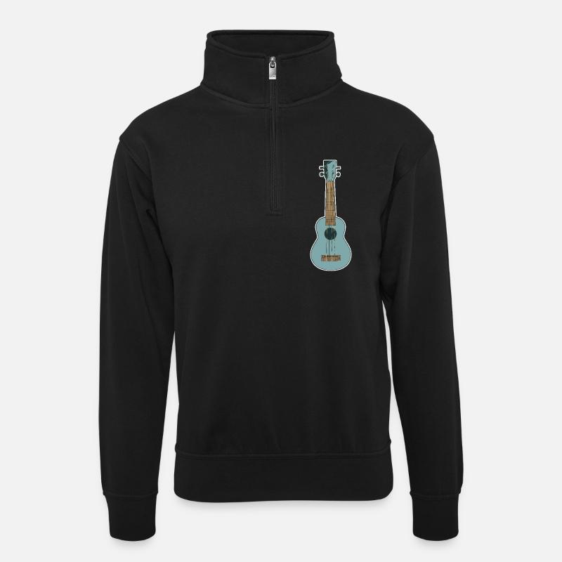 Retro Ukulele - Unisex sweater with zip collar - black