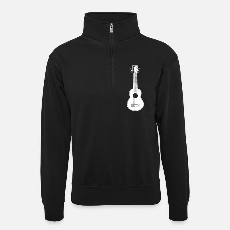 Ukulele Sketch - Unisex sweater with zip collar - black